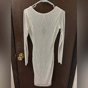 Symphony White Long Sleeve Rhinestone Bodycon Dress